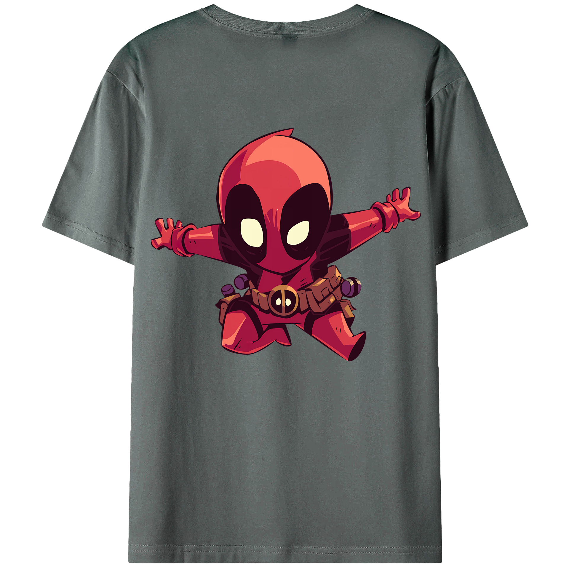 （画像用） Deadpool デッドプール 綿100％ メンズ半袖Tシャツ（バックプリント） 通気性